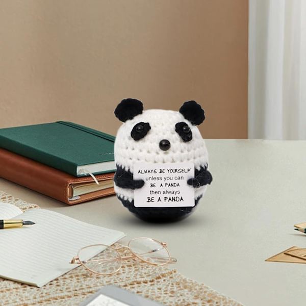 Roliga presenter Positiva Panda-presenter Söta stickade Panda med positiva ord, Positiv present till Alla hjärtans dag Födelsedag, till flickvän pojkvän
