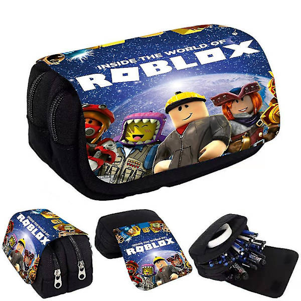 Roblox Game Dubbellagers Dragkedja Pennfodral Cartoon Pennfodral Stationery Box För Grundskoleelever B