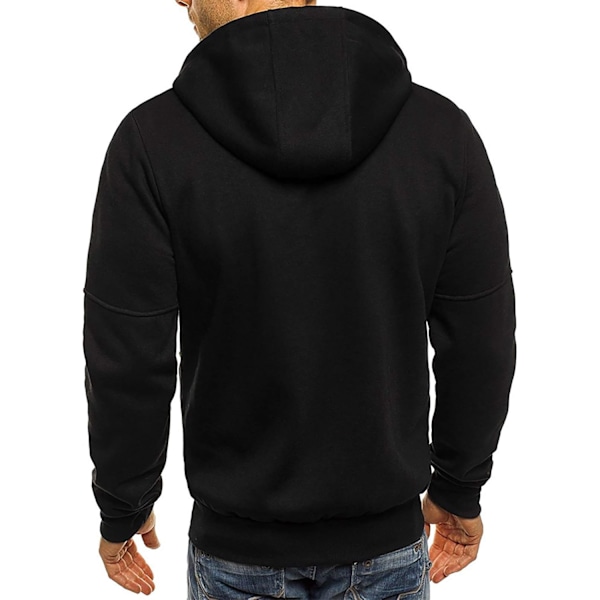 Herre hettegensere Sweatshirt Jakker Glidelås Opp Lette Jakker 2 Black XXL