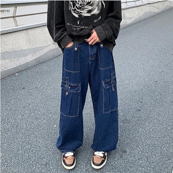 Løse jeans for kvinner Mote høylivede uformelle løse bukser /L L