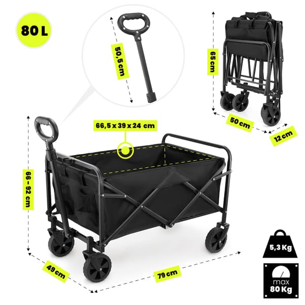 Sammenleggbar strandvogn HyperMotion, 80 kg kapasitet