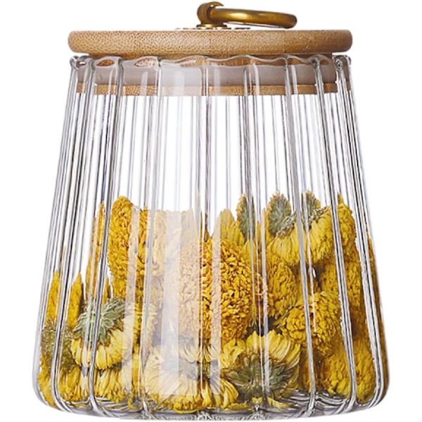 Glasburkar för kaffe, nötter, lufttät behållare, dekorativ burk med bambulock (22oz)
