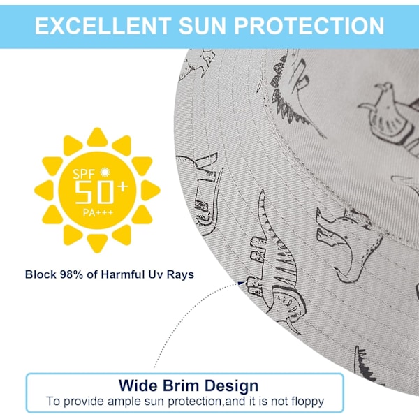 Solhatt for barn UPF 50+ solbeskyttelse Justerbar stropp Justerbar hakestropp Gris 6-12 meses
