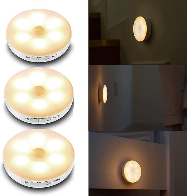 3 stk. Bevægelsessensorlys, skabslys, LED natlys, trådløs LED