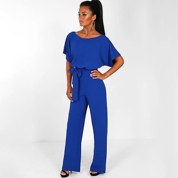 Dame Jumpsuit Casual Bred Ben Dame Aftenfest Lang Playsuit Blå