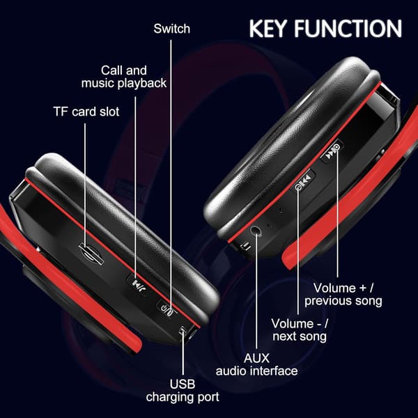 Bluetooth-hodetelefoner Over Ear med dyp bass stereohodesett