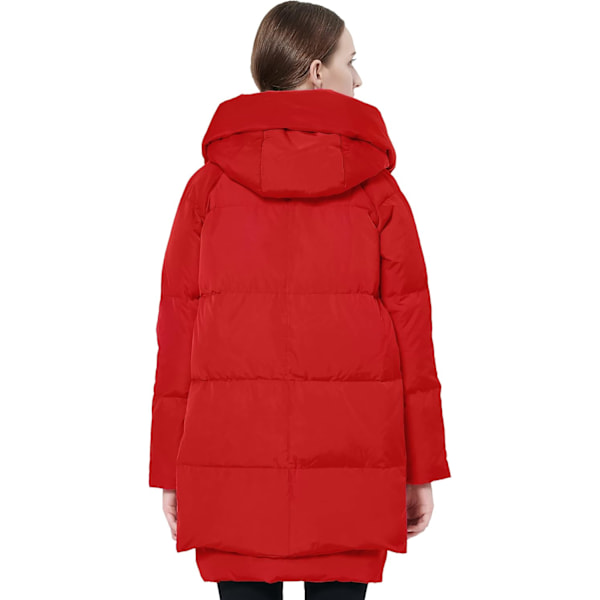 Kvinnors tjocka dunjacka Parka med huva Lång pufferjacka för vintern 4XL Red