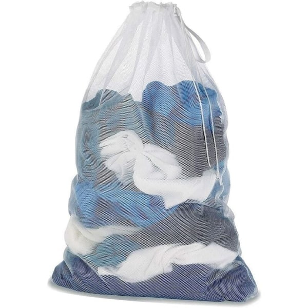 Vaskepose med snoretræk finmasket lomme (finmasket overstørrelse 60 * 70) vit