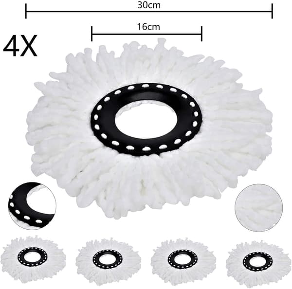 4 Premium Erstatningsmoppehoder for 360° Roterbar Rund