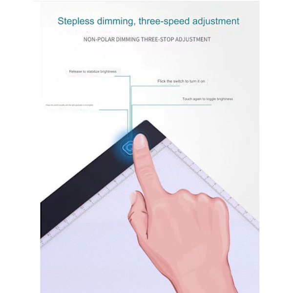 A4 LED-kopieringsbord ritbord ritbord skrivbord animation skiss kolkopieringsritning - med skalpanel