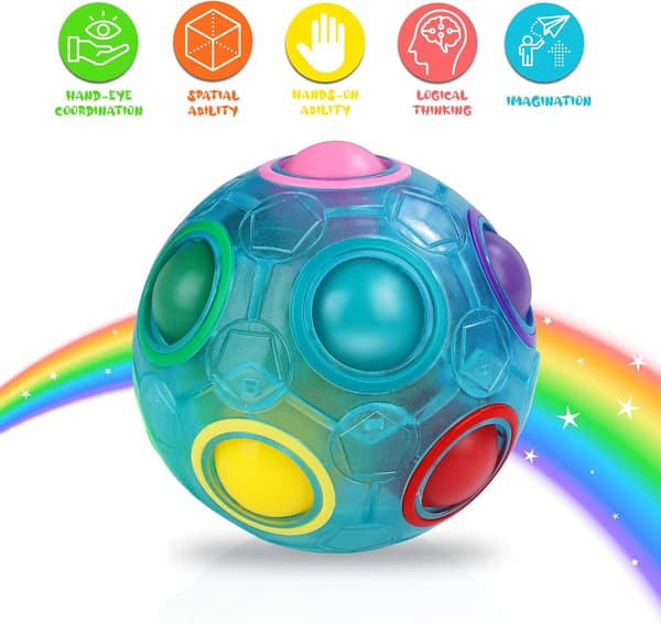 Magic Ball, Regnbue Bold Legetøj 3D Puslespil Magic Ball til Børn, Blå