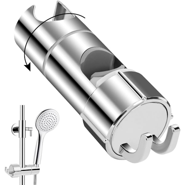 Hånddusjholder for 16-27 mm glidebane, justerbar erstatningsdusjholder, 360° rotasjon, med 2 kroker