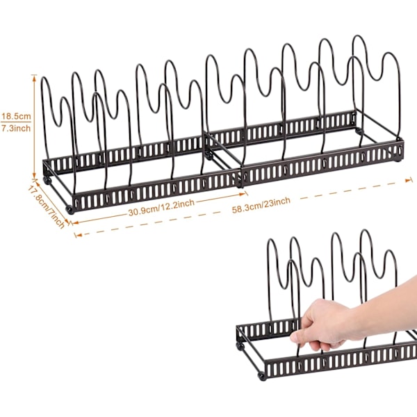 Utvidbar grytearrangørstativ, 10 justerbare rom, kjøkkenskapstativ for servise
