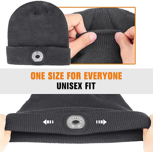 Beanie-lue med lys 5 LED