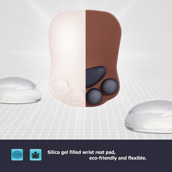 Musematte med kattepote, ergonomisk musematte, musematte i silikongel, søt musematte, Kawaii musematte, for hjem/kontor/spilling, musematte grønn og gul Brown