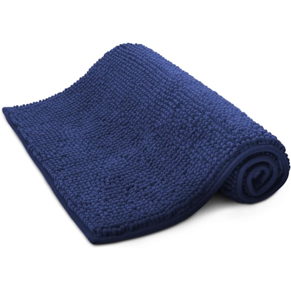 Skridsikker Mikrofiber Badeværelses- og Toiletmåtte - Blød & Behagelig Måtte med Maskinvaskbar Design - Vandabsorberende & Hurtigtørrende til at Holde (40x60cm) Blå Navy