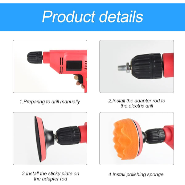 22 PCS Borrpoleringspoleringsdynor Kit, Bilpoleringsskum, 3\" Poleringsdynor, Bilpolerare