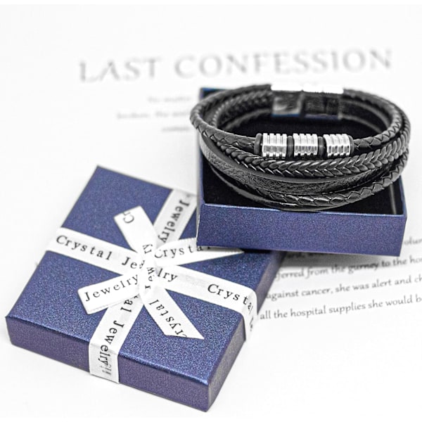 Läderarmband för män, armband för män, järnarmband för män, armband i rostfritt stål för män, vikingarmband D