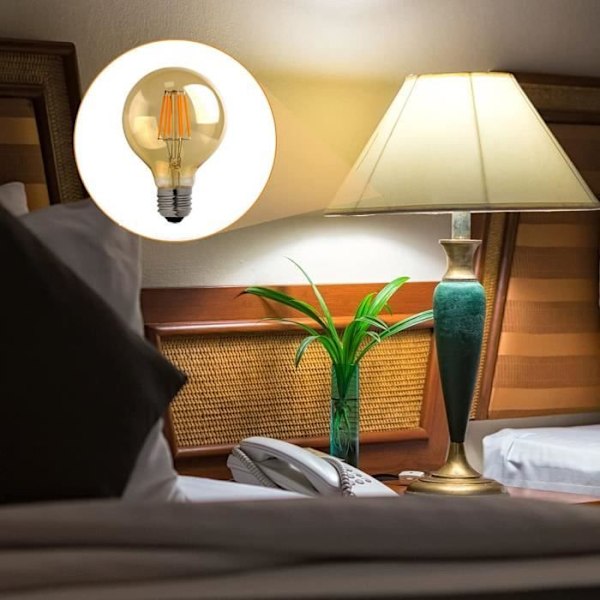 ®RisingFF Pakke med 4 E27 LED Edison Pærer - Vintage Edison - G80 - Varmhvit - 6W (60W ekvivalent)