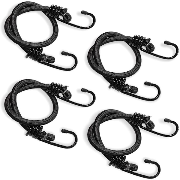 4-pack bungee-snöre för bil, stretchigt bungee-snöre med kraftiga metallkrokar, universell användning
