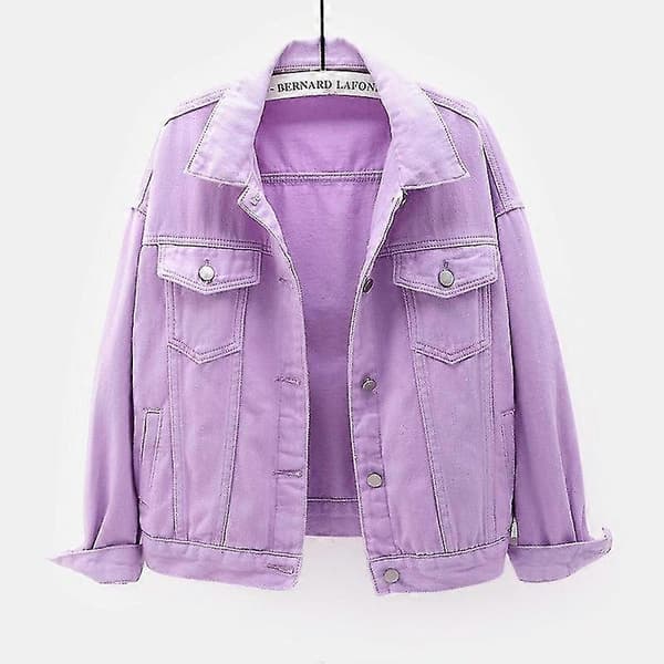 Pring Efterår Dame Denim Jakke Pring Efterår Jakke Pink Denim Jakke Sort L L Black