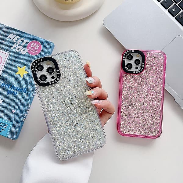 Glitter Epoxy -puhelinkotelo iPhone 15 Plus -puhelimelle