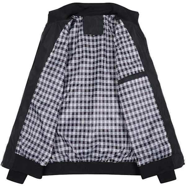 Herre Sommer Bomber Jakker Casual Letvægts Vindjakke Sports Jakke Cargo Yderbeklædning XL Black