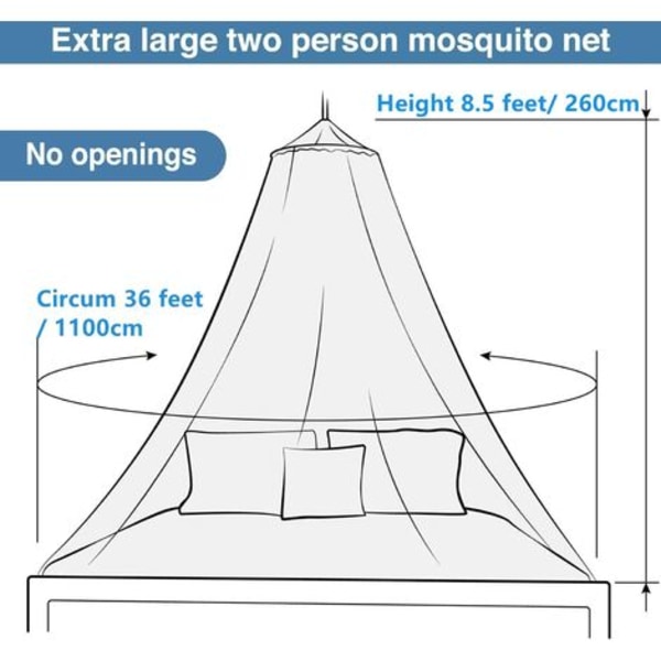 Myggenet til sengen, king size seng baldakin hængende gardin, prinsesse rund bøjle gennemsigtig sengehimmel til alle tremmesenge og voksne