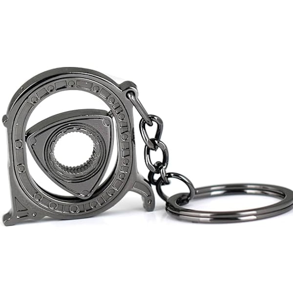 Spinning Rotor Nøglering Kreativ Bil Fans Autodele Model Wankel Rotationsmotor Nøglering Nøglering Kæde Nøglering Nøgleholder. Gun Black