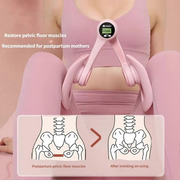 Mireva Fit Bäcken- och Lårtränare Digital Display Bäckenbottentränare Rosa