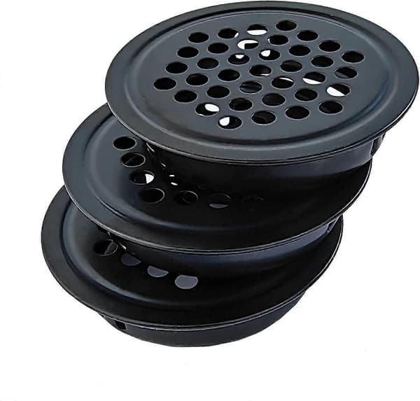 10 stk. luftventil i rustfrit stål, cirkulært mesh, sort cirkulær ventilationsrist, gitterdæksel, luftventilristdæksel ventilation af skab, garderobe