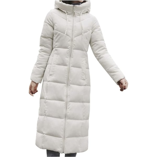 Hvid vinter varm lang hættejakke frakke /XL white XL