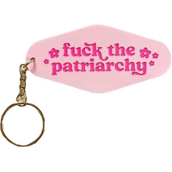 Feministisk nøglering, lyserød nøglering, Fuck The Patriarchy feministisk nøglering, feministisk motel nøglering A