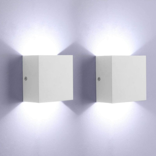 Udendørs op og ned led udendørs væglampe korridor dobbelt hoved spotlight korridor (hvidt værelse ikke-vandtæt sort skal -6W 2 stk.) vit
