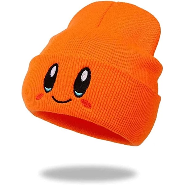 Handgjord - Kirby Beanie Vuxenstorlek Anime Hat Tillbehör Kawaii, med snyggt broderat mönster, Medium Orange M