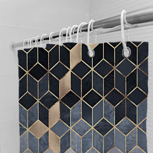 Vanntett Dusjforheng med Marmor Mønster og Geometrisk Design