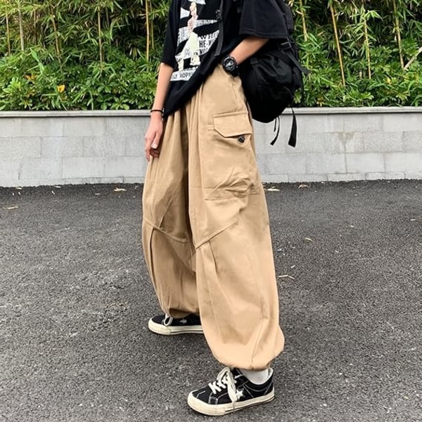 Khaki overall Gothic Harajuku slacks /XL khaki XL
