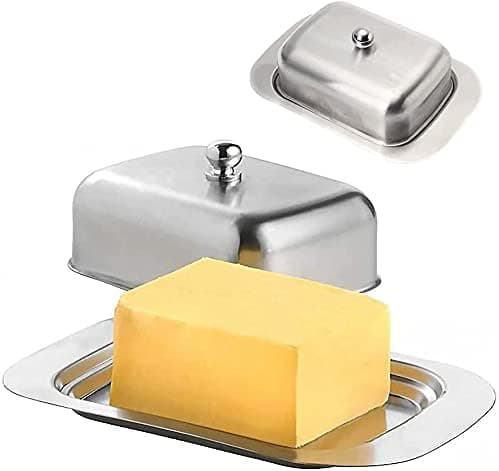 Smörfat i Rostfritt Stål, Metallsmörfat med Lock