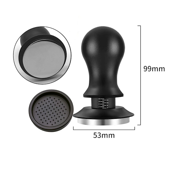 Kaffetamper med våg Kaffetamper 53 mm Rostfritt stål kaffetamper med silikonbas Espressotamper Espressomaskin kaffetillbehör 53in