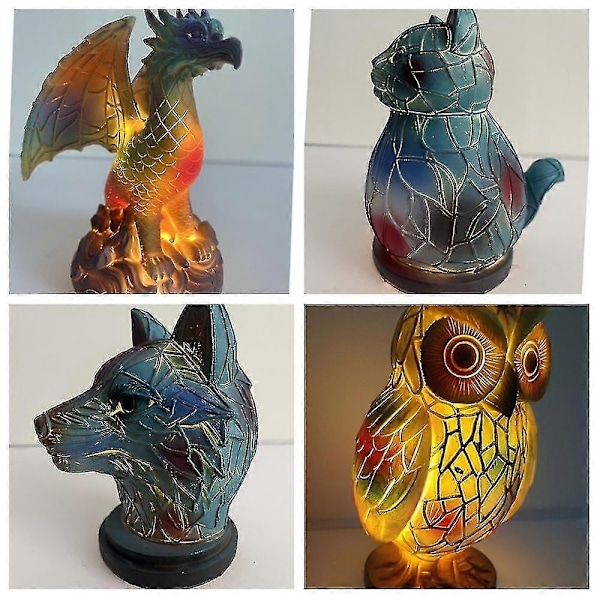 3D Dyre Bordlampe Serie Farvet Glas Natlampe Retro Bordlamper Ta lion