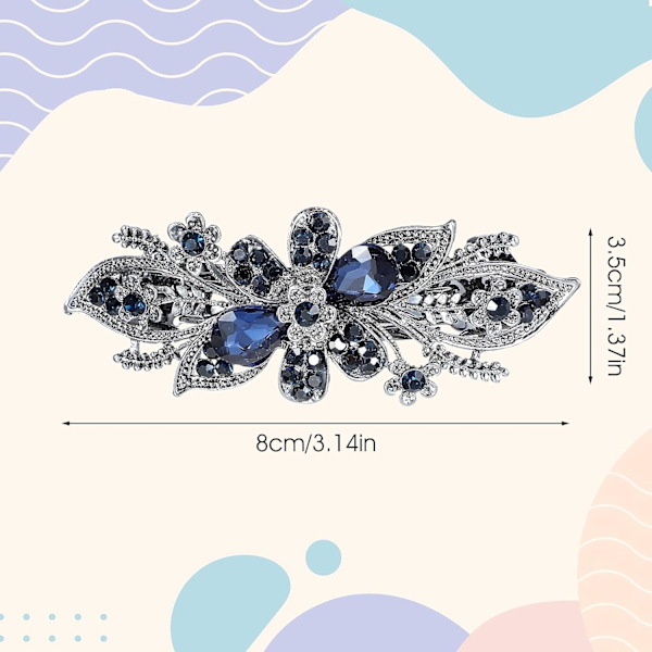 Lyxig blomma smycken design hårklämma, strass blomma hårklämma hårklämma, hårklämma för kvinnor och flickor (Blå 2)