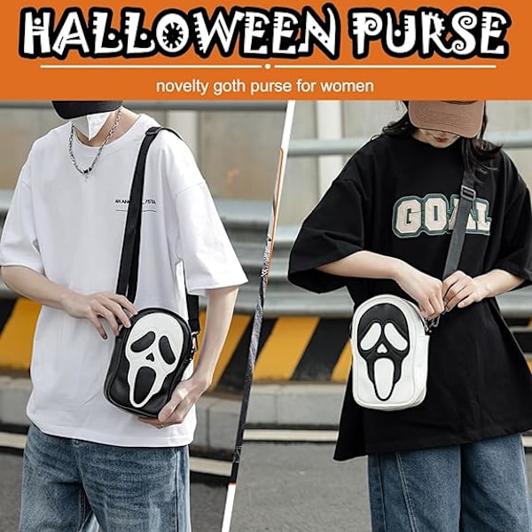 Pumpalykta Crossbody Väska, PU-Läder Nyhet Spökväska Söt Spooky Season Gothic Axelväska för Kvinnor