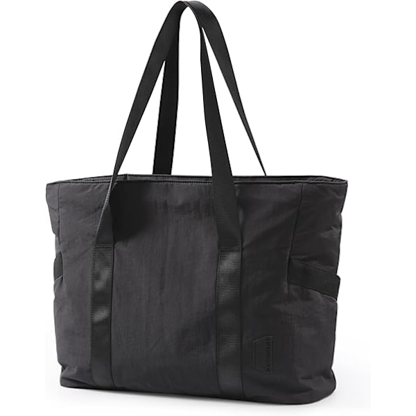Toteväska för kvinnor med dragkedja, gymväska med fack, laptopväska för arbete, sjuksköterska, dans, yogaväska för sport, resor A-black- M