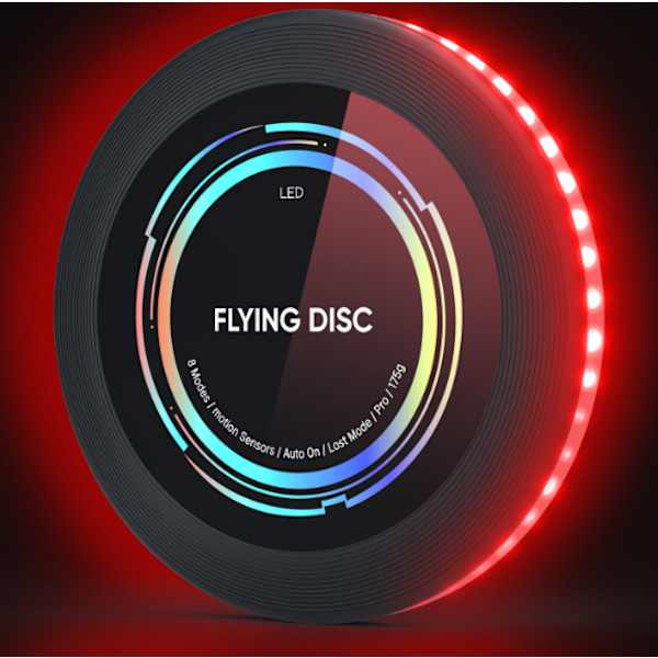Ladattava LED Frisbee - 175G-RGB - Älykäs tila - Automaattinen sytytys - Hauska lahja syntymäpäiville ja retkeilyyn - Satunnaiset UFO-kuviot red
