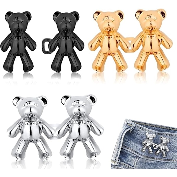 Pairs Björn Midjespänne Avtagbart Midjespänne Clip Byxa Midjeåtdragare Ingen Sömnad Omedelbara Jeansknappar Björn Byxklämma för Lösa Jeans Kjolar