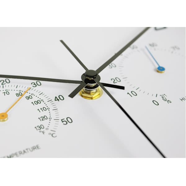 Stille vægur med termometer og hygrometer, 30 cm diameter Sort