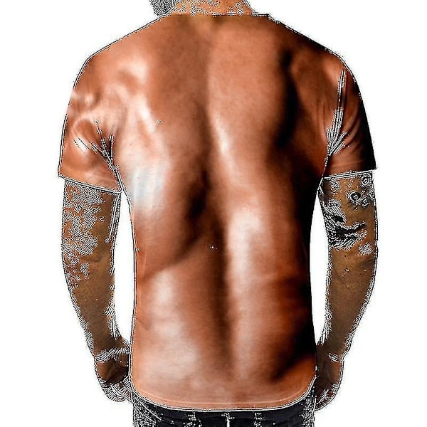 Herre Simuleret Muskeltrøje - 3D Bodybuilding Trøje - Brystmuskel Bar Hud T-shirt XXS XXS