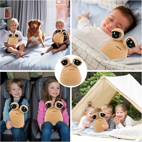 Alien plysjleketøy, 22 cm alien Pou plysjleketøy, nytt og unikt design, stimulerer barns fantasi, får barn til å elske det (rabatt) svart black