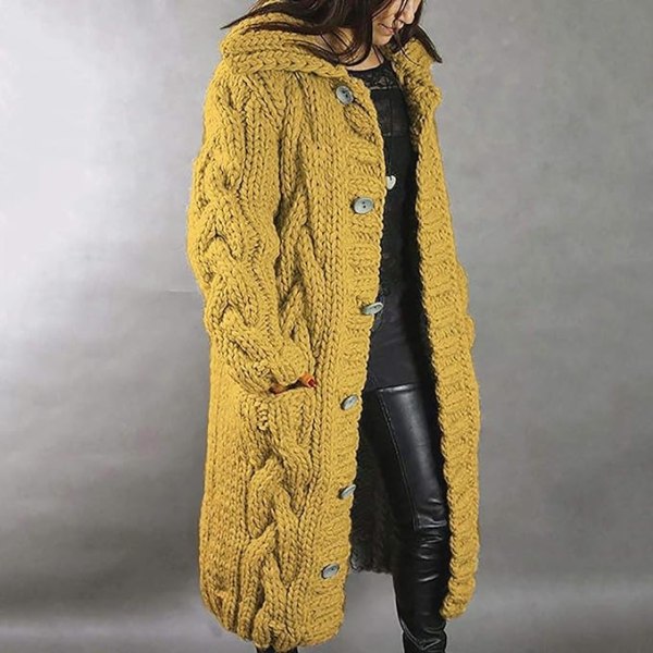 Gul XL størrelse cardigan stor størrelse sweater frakke til kvinder yellow XL