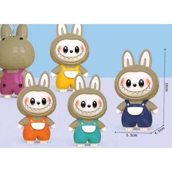 Labubu ansigtsskiftende nøglering bobblehead dukke tryk for at skifte ansigt dekompressionsdukke vedhæng trendy leg Blind Box